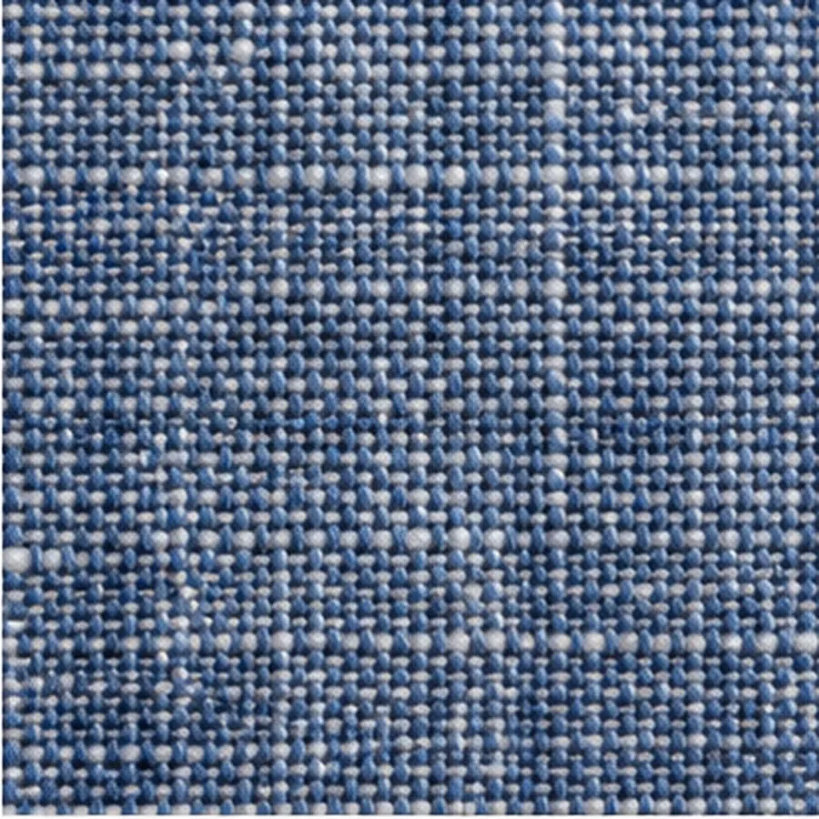 Blue cotton chambray, the white weft showing through a plain weave at close range