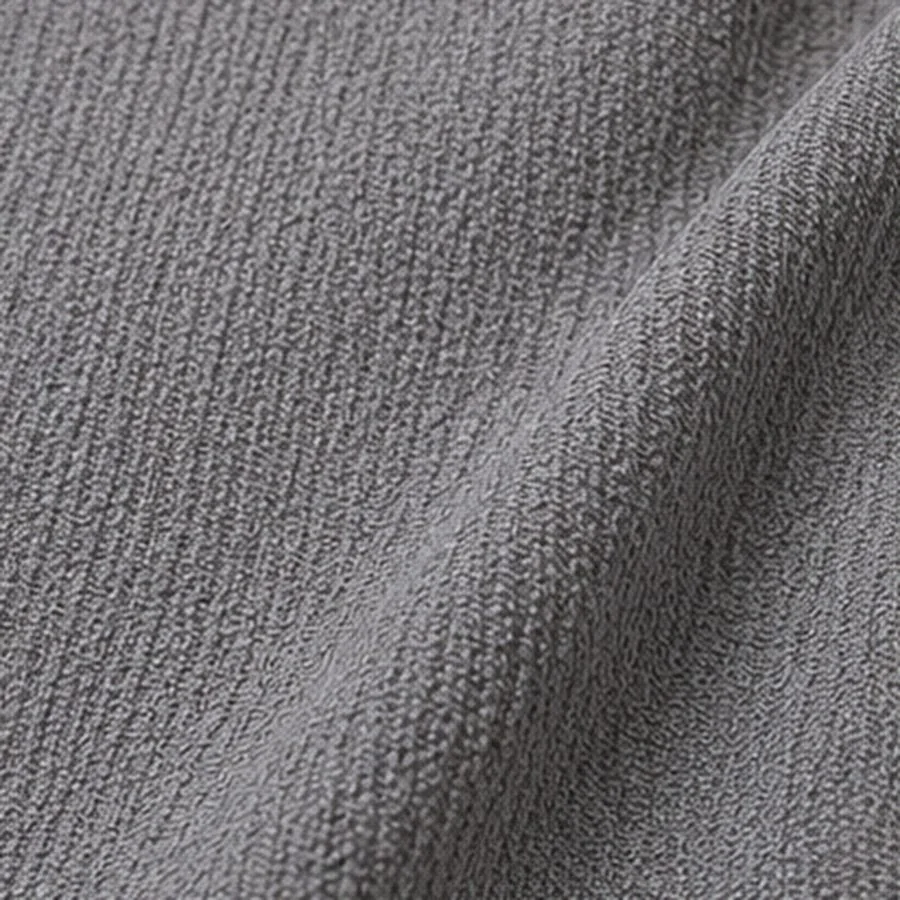 Grey poly crepe, a fine matte crinkle grain