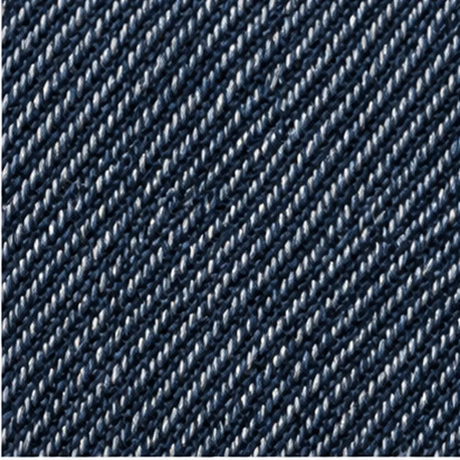 Indigo denim, the twill diagonal and the pale weft at close range