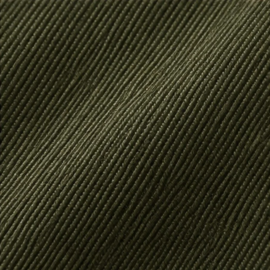 Dark olive viscose twill, the fine diagonal catching the light