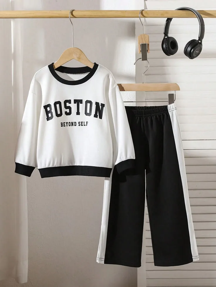 2Pcs Young Girl Casual Colorblock