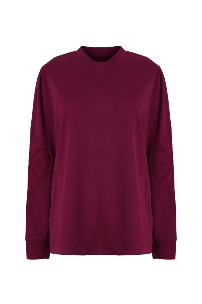 Embroidered Elegance Terry Sweatshirt