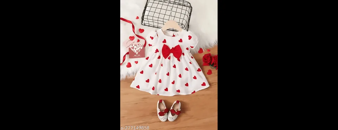Red Love Cotton Frock for Girls
