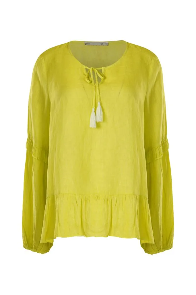 Verdant Breeze Linen-Viscose Top