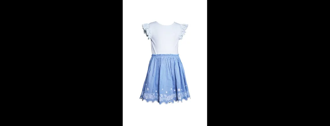 Sky Blue Flutter Sleeve Cotton Dress