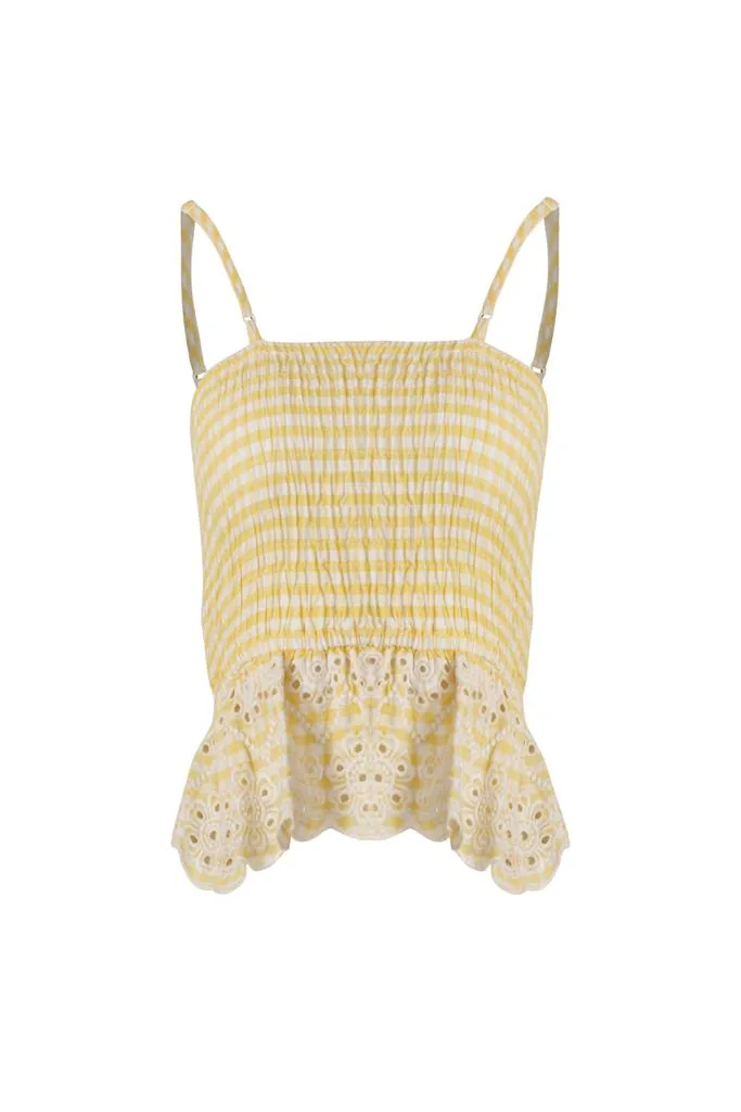 Sunshine Serenade Schiffli Smocked Top