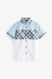 Blue Short Sleeve Check Shirt (3-16yrs) - Thumbnail