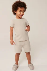 Textured Jersey Pocket T-Shirt and Shorts Set (3mths-7yrs) - Thumbnail