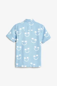 Short Sleeve Blended Linen Printed Shirt (3-16yrs) - Thumbnail