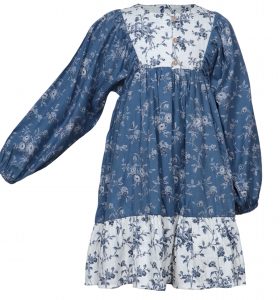 Azure Garden Floral Twill Dress - Thumbnail