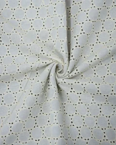 GREIGE COTTON SCHIFFLI EMBROIDERY FABRIC (WIDTH-58 INCHES) - Thumbnail