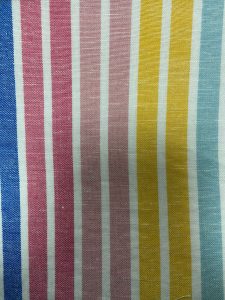 Viscose cotton linen y/d rainbow stripe - Thumbnail