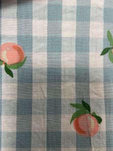 Apricot print on gingham check 68×64 - Thumbnail