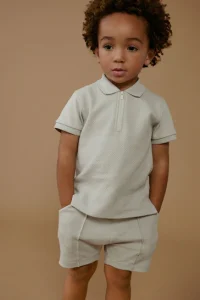 2pc Zip Polo Shirt and Shorts Set (3mths-7yrs) - Thumbnail