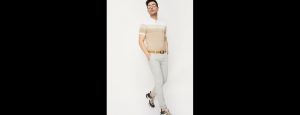 Horizontal Striped Polo Collar Cotton T-Shirt - Thumbnail