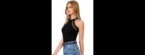 Black Polyester Solid Top For Women - Thumbnail