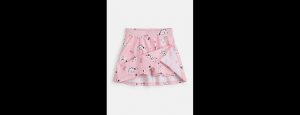 Girls Dalmatian Printed Pure Cotton Skater Skirt With Inner Shorts - Thumbnail