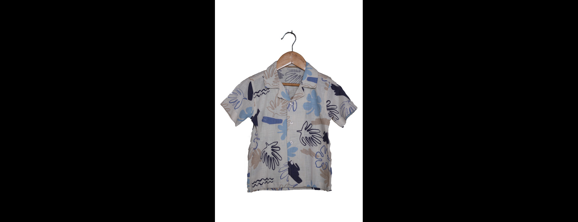 Tropical Doodle Camp Shirt – Blue & Beige