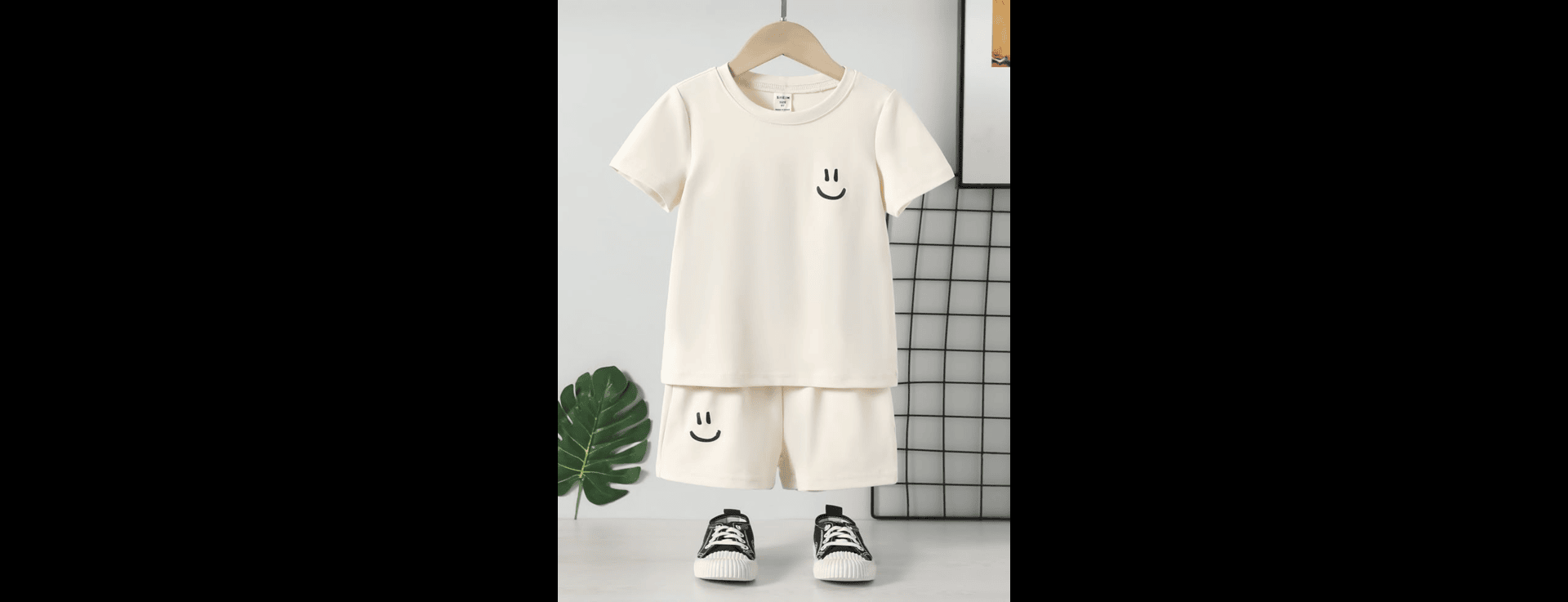 Smiley Face Cream Co-Ord Set for Kids (2-Piece)