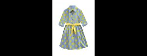 Girls Blue & Yellow Polka Dot Shirt Dress - Thumbnail