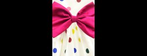 Girls Off White Dress Polka Dot Bow Dress - Thumbnail