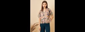 Women Casual Multi Colour Mandarin Neck Floral Regular Top - Thumbnail