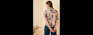 Women Casual Multi Colour Mandarin Neck Floral Regular Top - Thumbnail