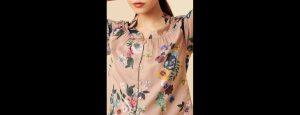Women Casual Multi Colour Mandarin Neck Floral Regular Top - Thumbnail