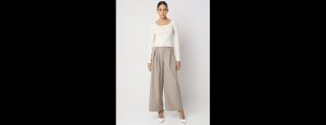 Off-White Ribbed Knitted Top - Thumbnail