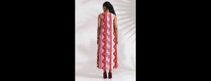 Women Pink Cotton Abstract Print Dress - Thumbnail