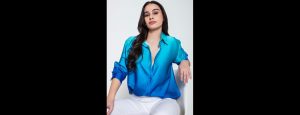 Ombre Satin Blue Shirt - Thumbnail