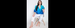 Ombre Satin Blue Shirt - Thumbnail