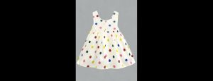 Girls Off White Dress Polka Dot Bow Dress - Thumbnail