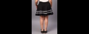 Girls Striped Flared Skirt With Attached Shorts - Thumbnail