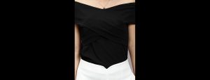 Women Solid Half Sleeves Black Top - Thumbnail