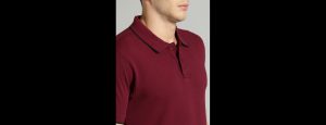 Maroon Solid Polo Collar T-shirt - Thumbnail