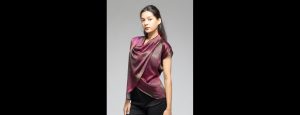 Cowl Neck Multi-Coloured Geometric Print Drop Shoulder Sleeves Party Top - Thumbnail