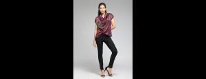 Cowl Neck Multi-Coloured Geometric Print Drop Shoulder Sleeves Party Top - Thumbnail