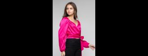 Sweetheart Neck Fuchsia Sequinned Long Sleeves Party Top for Women - Thumbnail