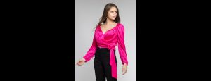 Sweetheart Neck Fuchsia Sequinned Long Sleeves Party Top for Women - Thumbnail