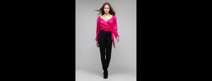 Sweetheart Neck Fuchsia Sequinned Long Sleeves Party Top for Women - Thumbnail
