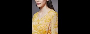 Women's Yellow and White V neck Floral Printed Layered Maxi Dress - Thumbnail