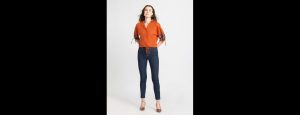 Women Rust Solid Three-Quarter Sleeves Casual Top - Thumbnail