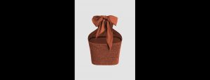 Orange Cross Halter Shirred Back Crop Top - Thumbnail