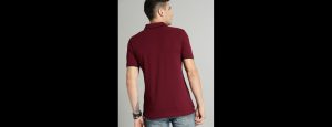 Maroon Solid Polo Collar T-shirt - Thumbnail