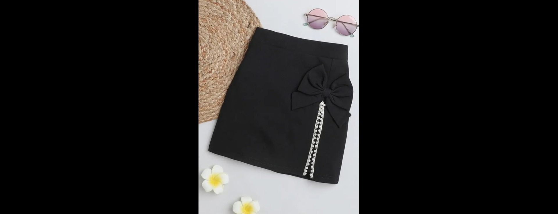 Girls Embellished A-Line Knee-Length Cotton Lycra Skirt