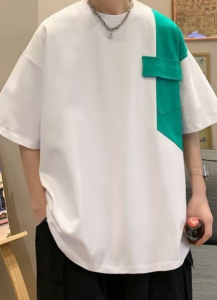 Men Colourblocked Round Neck Silk Oversized T-shirt - Thumbnail