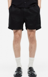 Men Regular Fit Linen Shorts - Thumbnail