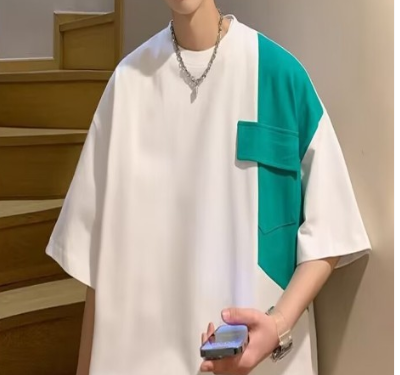 Men Colourblocked Round Neck Silk Oversized T-shirt