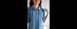 Straight Dabu Cotton Dress - Thumbnail